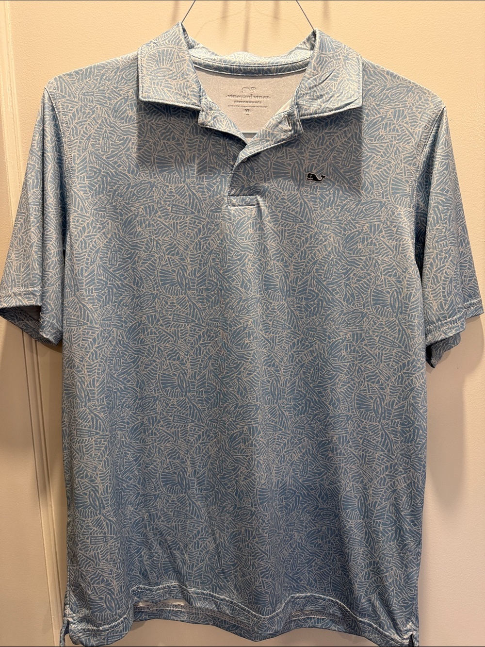 Vineyard Vines Light Blue Leaf-Print Polo